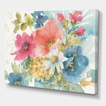 Framed Canvas Art (White Floating Frame) - Fridas Flower Fancy Pattern II by Kristy Rice ( Floral & Botanical > Flowers art) - 18x18 in