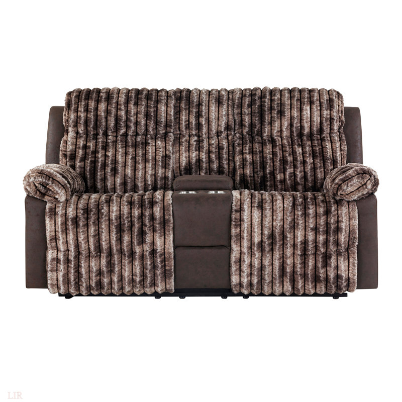 Bruni Brown Console Reclining Loveseat, manual Recline Function