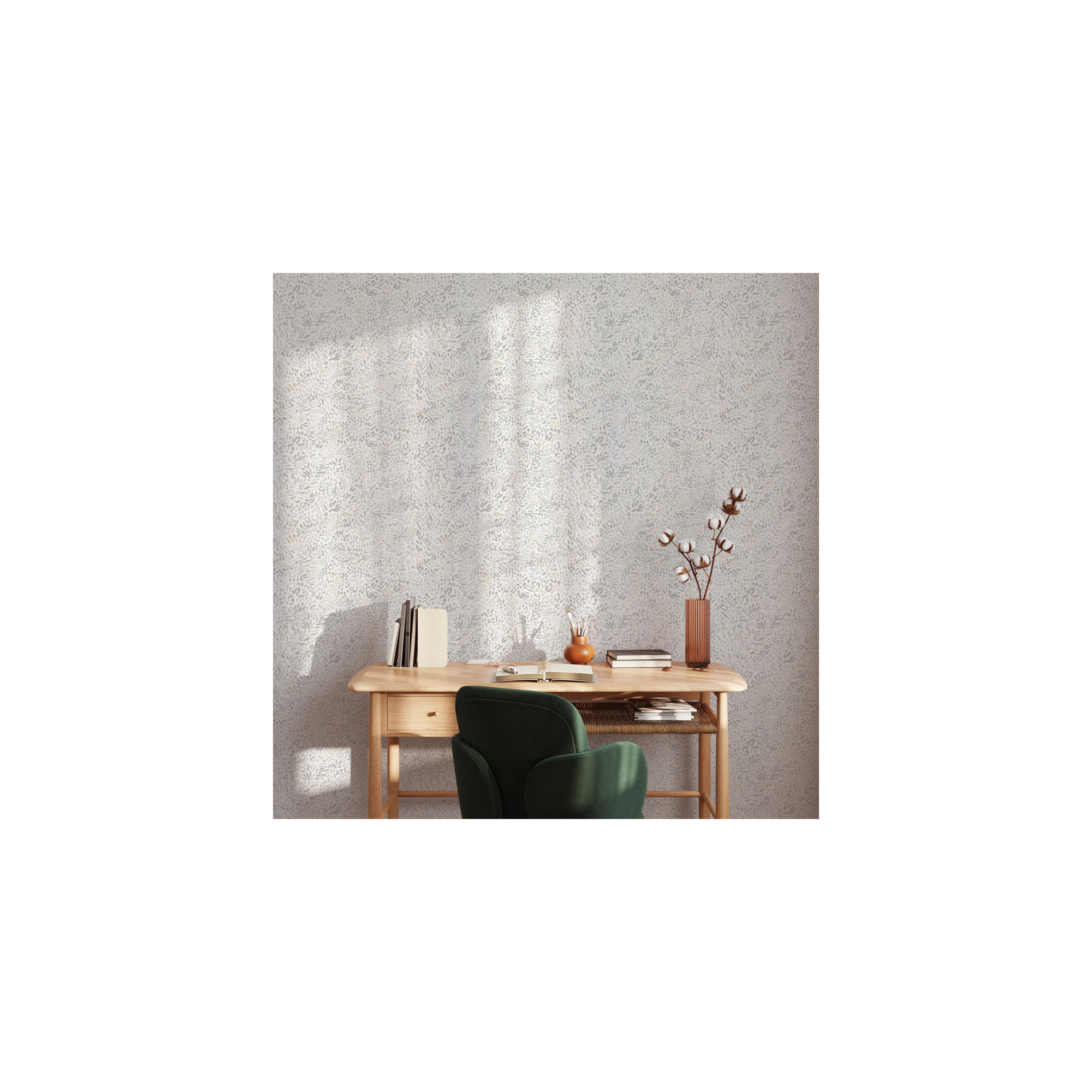 Brushstroke Garden Peel and Stick Wallpaper, Stone Gray