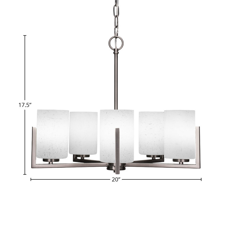 Lustre 5 lumières Atlas, Graphite, Mousseline blanche