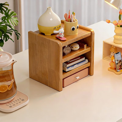 Support pour moniteur en bois avec rangement, organisateur de bureau à 3 niveaux pour le bureau personnel, le bureau d'étude et l'espace de travail