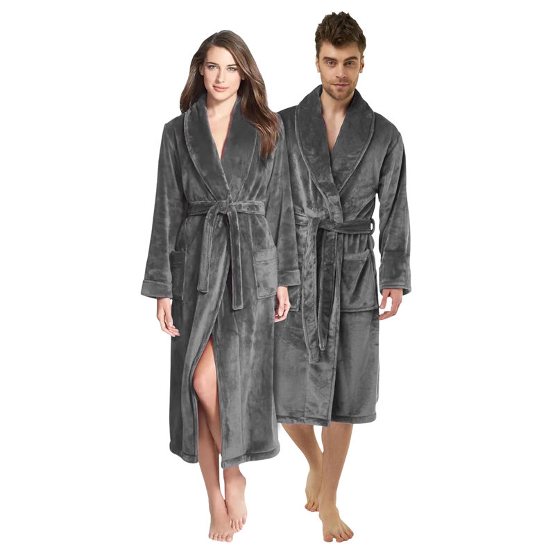 Peignoir mi-mollet avec poches Ridaan, Gris