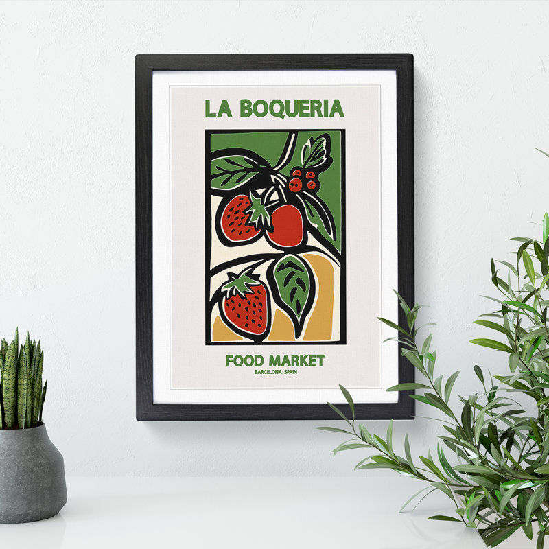 La Boqueria Food Market Exhibition 2 - Single Picture Frame Print on Wood, 46cm H x 34cm W x 2cm D