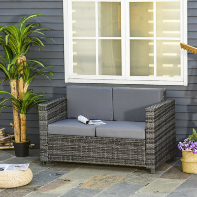 130cm Wide Rectangle Wicker Loveseat with Cushions