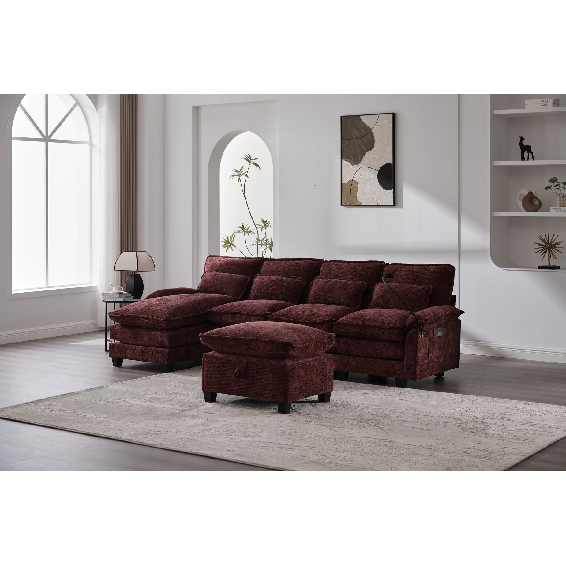 Latitude Run® 106" U Shape Sectional Cloud Couch For Living Room, 4 ...