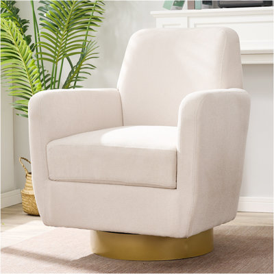 Fauteuil demi-tonneau pivotant en coton et lin 360