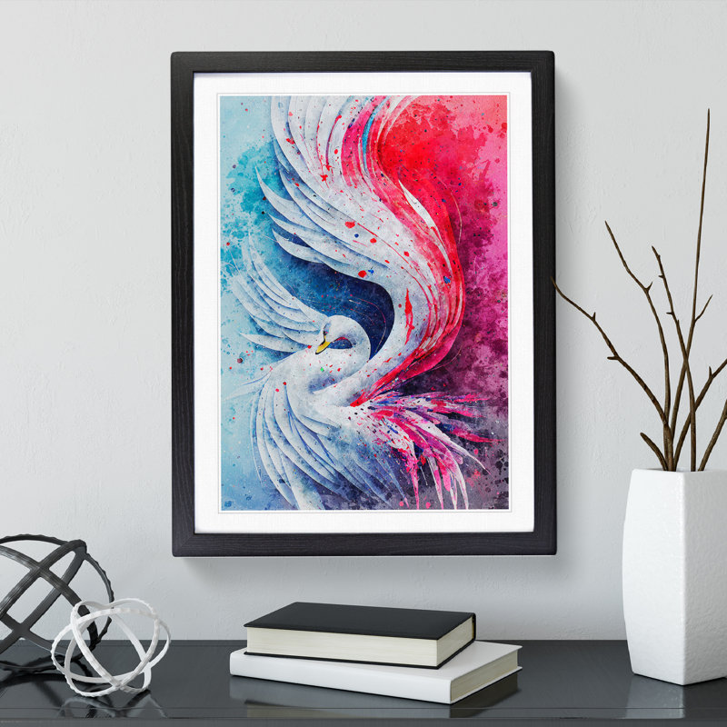 Mesmerizing Swan Abstract - Framed Print, Black, 64cm H x 46cm W