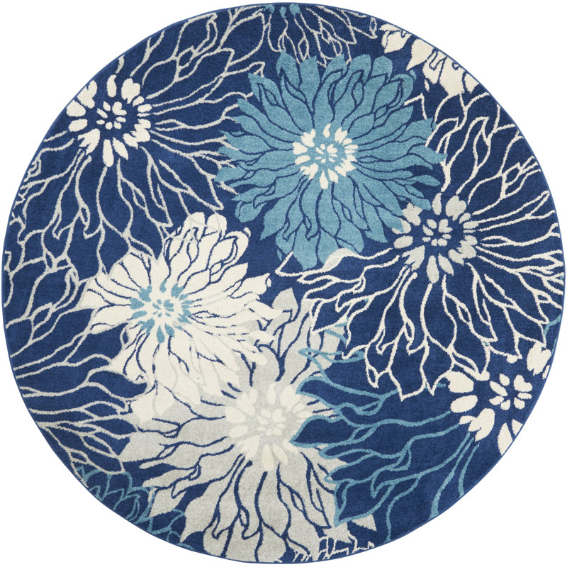 Floral Indoor Rug, Round 8'