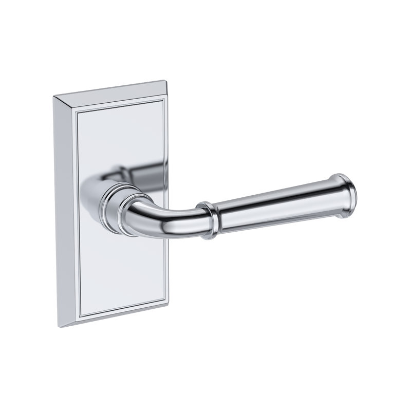 Dunsmoor Full Dummy Lever with Chamfered 5in Rose in Matte Black, Polished Chrome