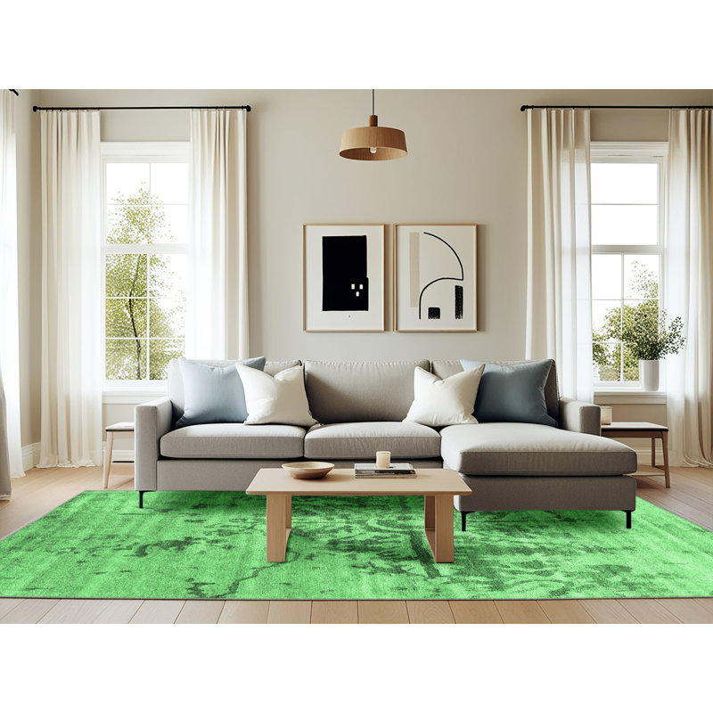 Washable Abstract Indoor Rug, Rectangle 6' x 9'