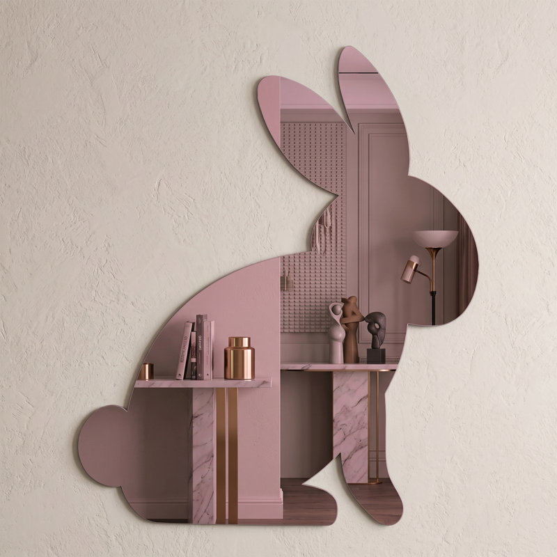 Pink Bunny Silhouette Wall Mirror