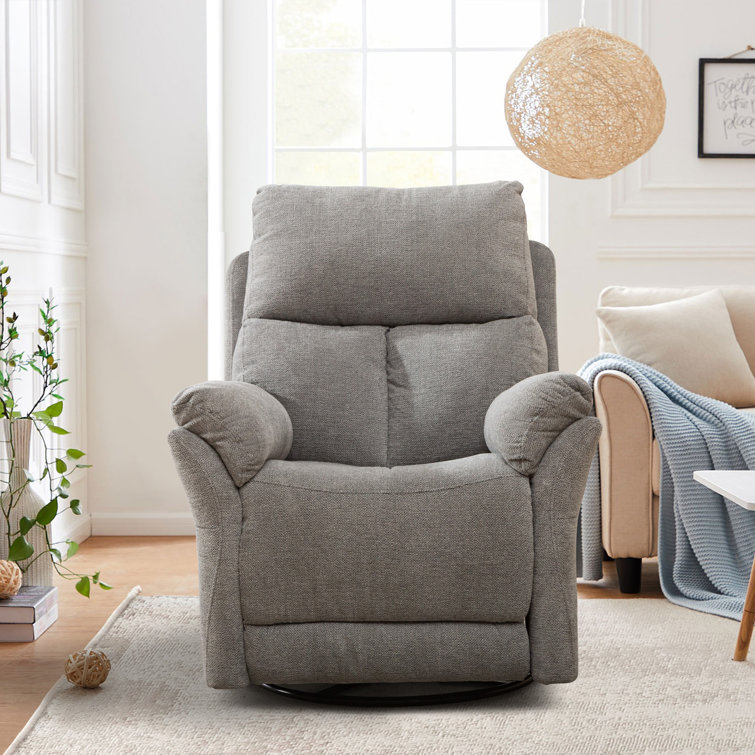 Hawn 33.5'' Wide Modern and Super Soft Swivel and Rocker Manual Recliner Chair