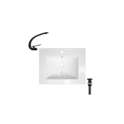 23.6'' Ceramic Single Bathroom Vanity Top with Sink