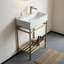 Lofi 24" Freestanding Bathroom Vanity Set with Ceramic Sink, Rectangular Ceramic Console Sink without Faucet, Open Stainless Steel Legs, Storage Shelves-1969858511-1969858510
