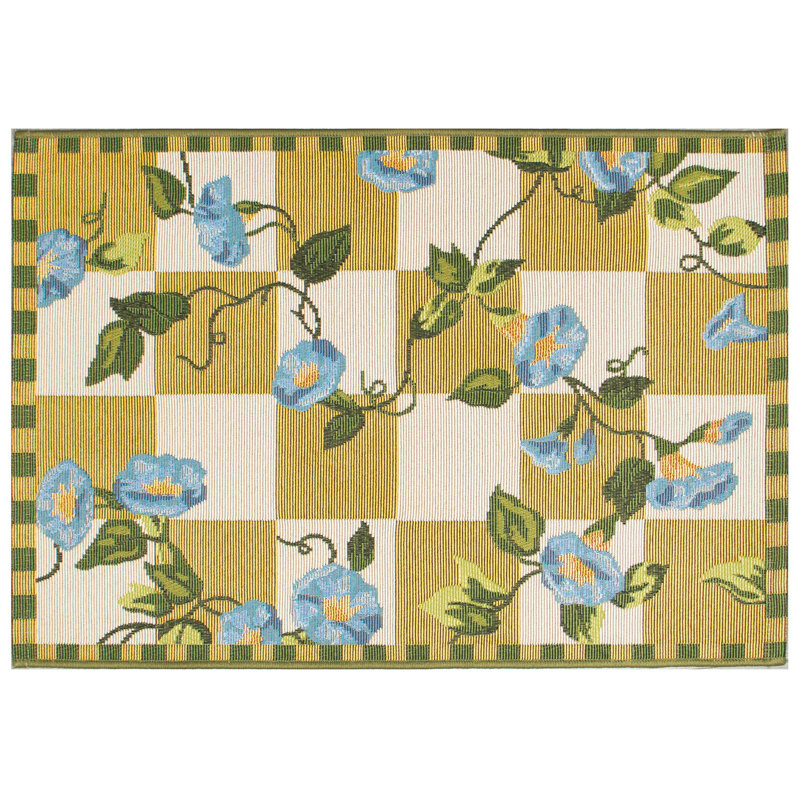 Tapis intérieur / extérieur Kutz Morning Glory, Rectangle 2 pi x 2 pi 10 po, Beige / bleu / jaune