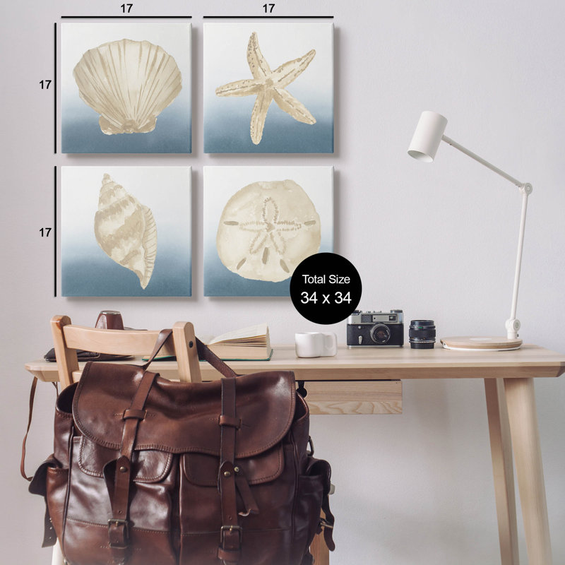 «Marine Seashells Ocean Beach Life», ensemble d'art mural sur toile par Lucille Price