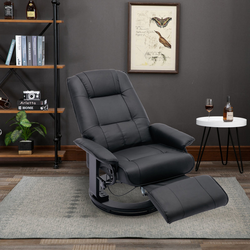 Fauteuil inclinable pivotant en cuir Huntingtown, Similicuir noir