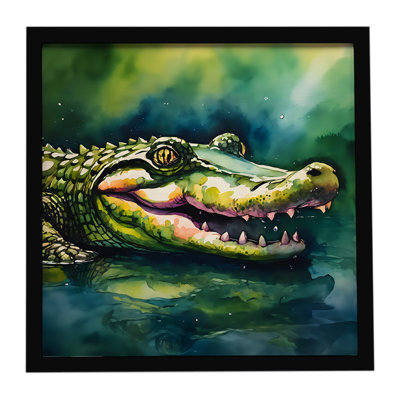 Alligator, impression sur métal encadrée