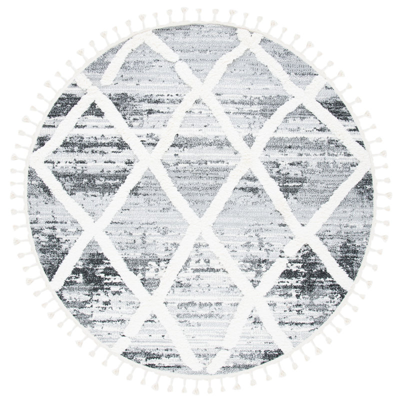 Tapis à poils longs Demelza, Rond 6 pi 7 po