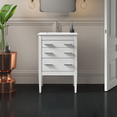Merary 23.75'' Single Bathroom Vanity with Quartz/Ceramic Undercount Sink Top
