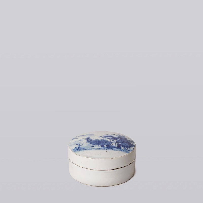 Boîte à encre bleue et blanche
