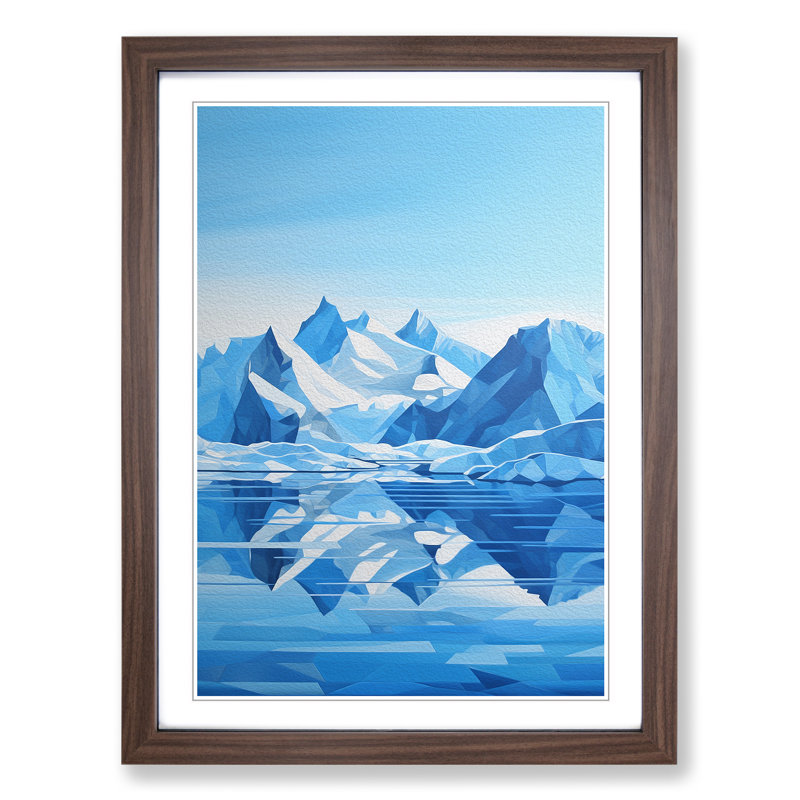Glacier Geometric - Framed Print, Walnut, 64cm H x 46cm W x 2cm D