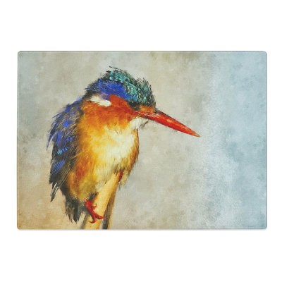 Tempered Glass Exquisite Kingfisher Bird Chopping Board