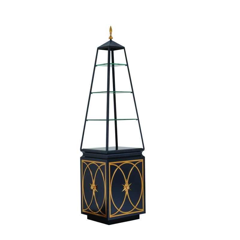 Cleopatra Black and Brass Etagere Storage Bookcase