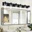 Éclairage pour meuble-lavabo noir mat 6 lumières avec abat-jour en verre transparent, applique murale industrielle à intensité variable moderne, fixation haut / bas pour miroir de salle de bain, salon, chambre à coucher-129101165