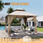 Pavillon de jardin robuste 10 'x 10' avec abattants allongés - Pavillon à toit double à structure stable avec filet et drainage intégré-128935596-129392253