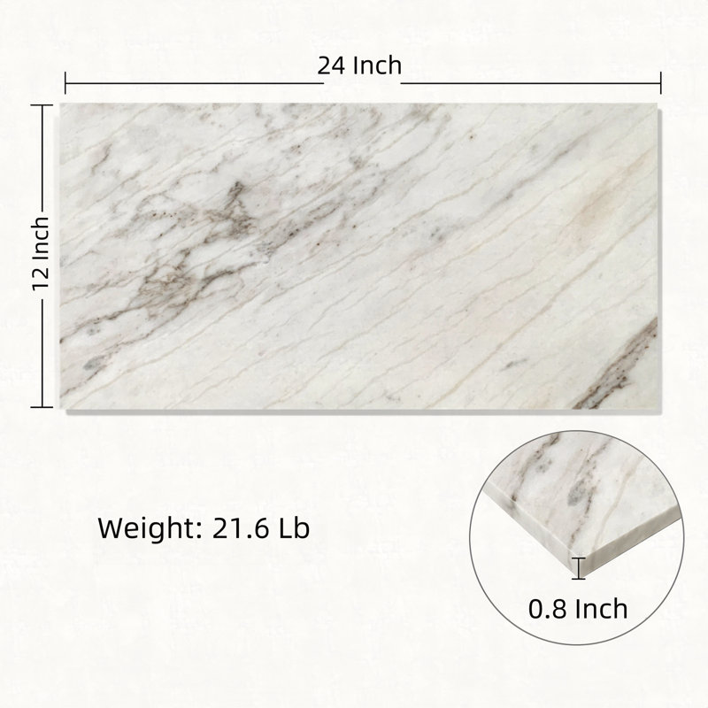 12 x 24 marbre de Carrare, marbre, marbre naturel, pour le mur et le sol, carrelage en marbre poli, 1 boîte 4 pièces