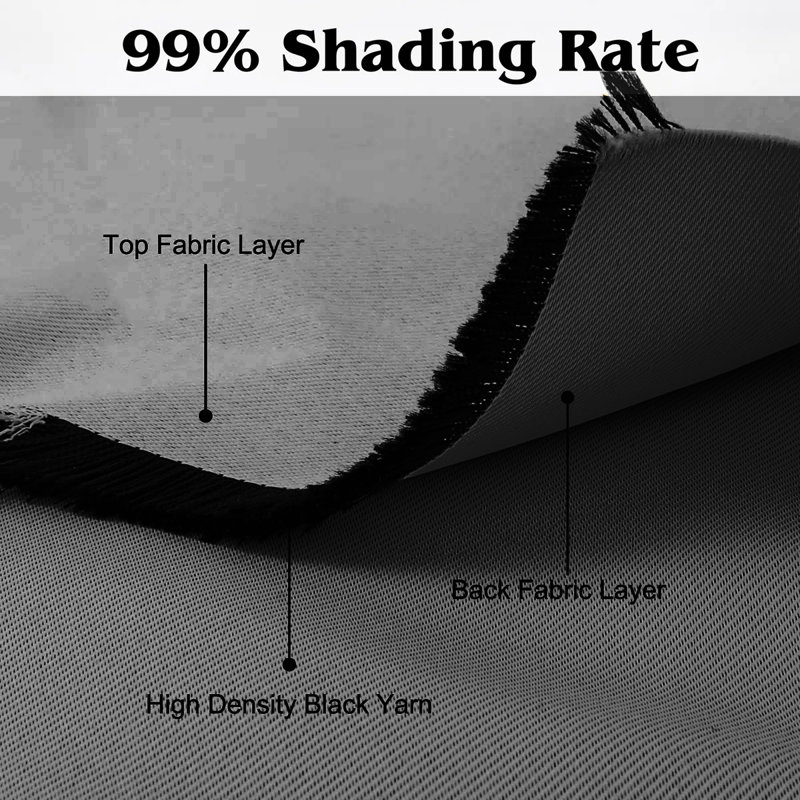 Abba Gray 100" W x 108" L Waterproof Grommet Top and Bottom Black Out Pergola Outdoor Single Curtain Panel, 100" W x 108" L