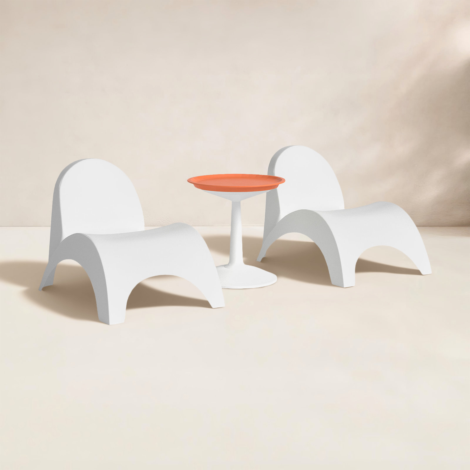 Ameswood 25" Patio Chaise Lounge Set, White/Orange
