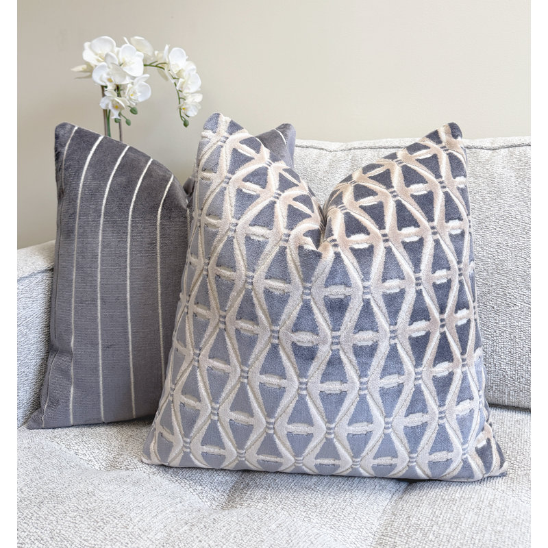 Housse de coussin décoratif en velours Deco, Grey, Carré 20 po