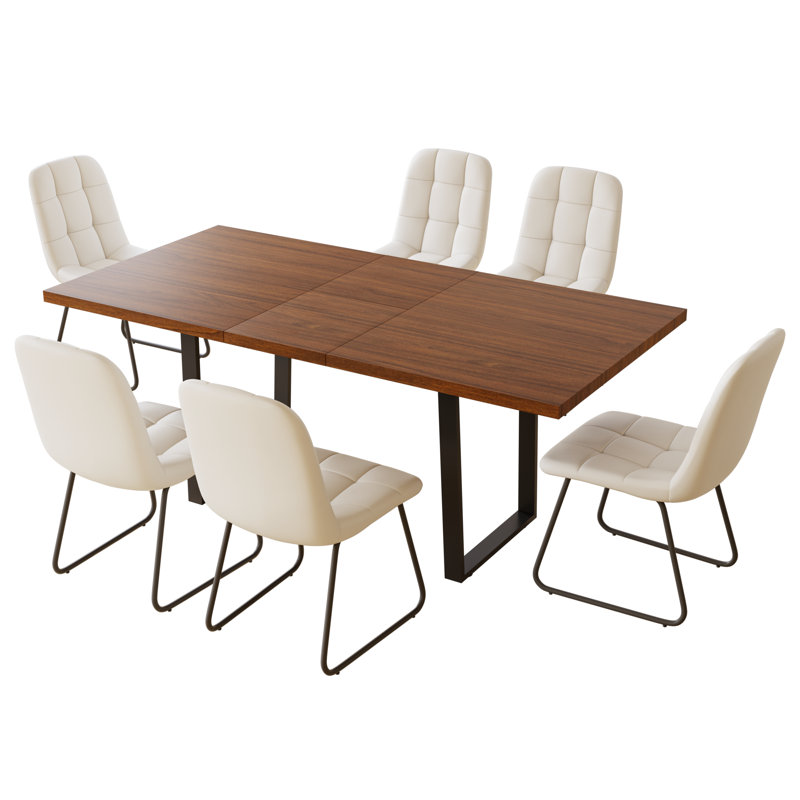 6 - Person Drop Leaf Dining Set, White