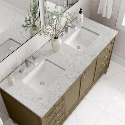 Meuble-lavabo double 60 po avec comptoir Chicago