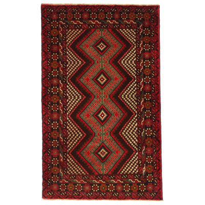 Kutchins Cotton Oriental Area Rug in Red