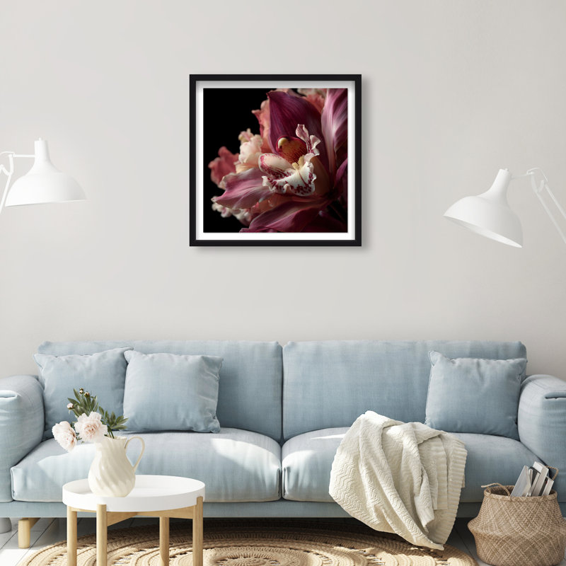 Velvet Labellum Print by Oliver Gal, 25.5"H x 25.5"W, Black Shadowbox
