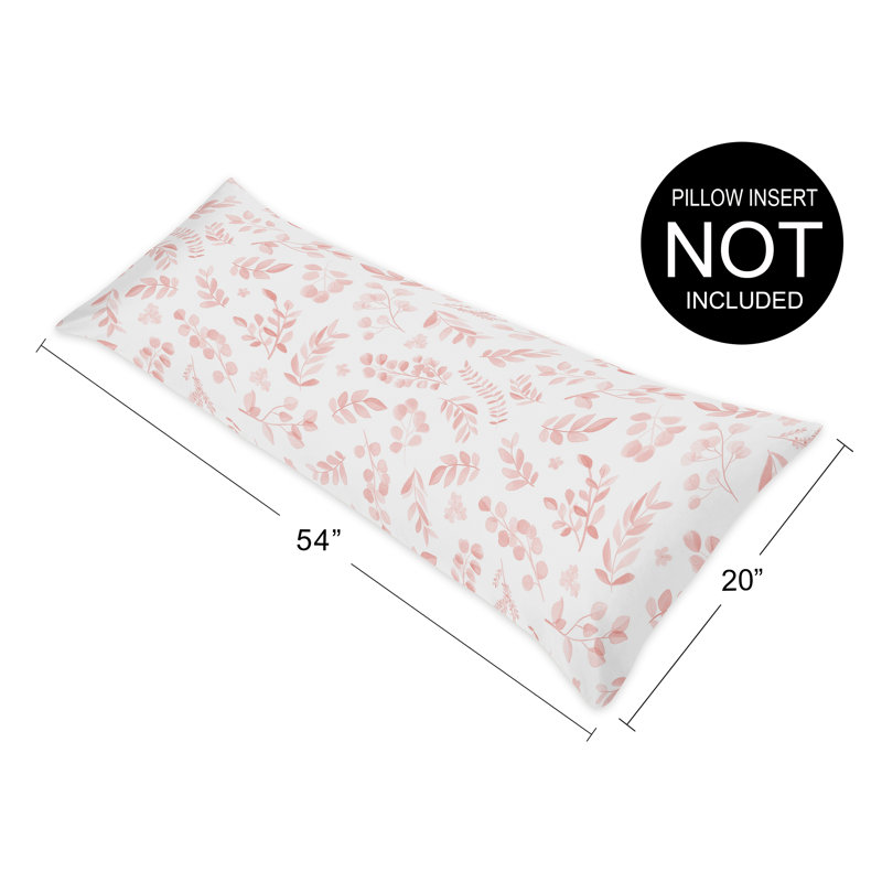 Sweet Jojo Designs Collection Body Pillow Case, Floral, White Pink