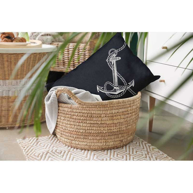 Housse et insert de coussin d'extérieur Nautical Nights Anchor & Rope, Bleu requin, Rectangle H 14 po x l 20 po