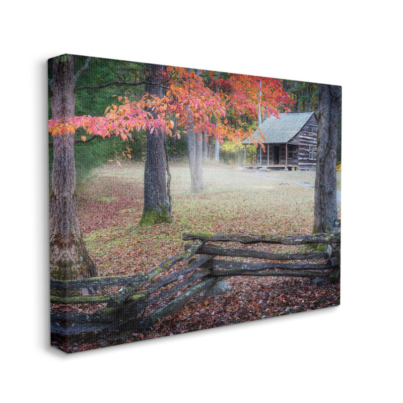 «Log Cabin Woody Autumn Foliage» par Rick Berk - photographie sur toile tendue, H 16 po x l 20 po x P 1,5 po