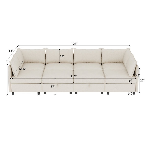 Latitude Run® Modular Sectional Sofa, Convertible Sofa Seat With ...