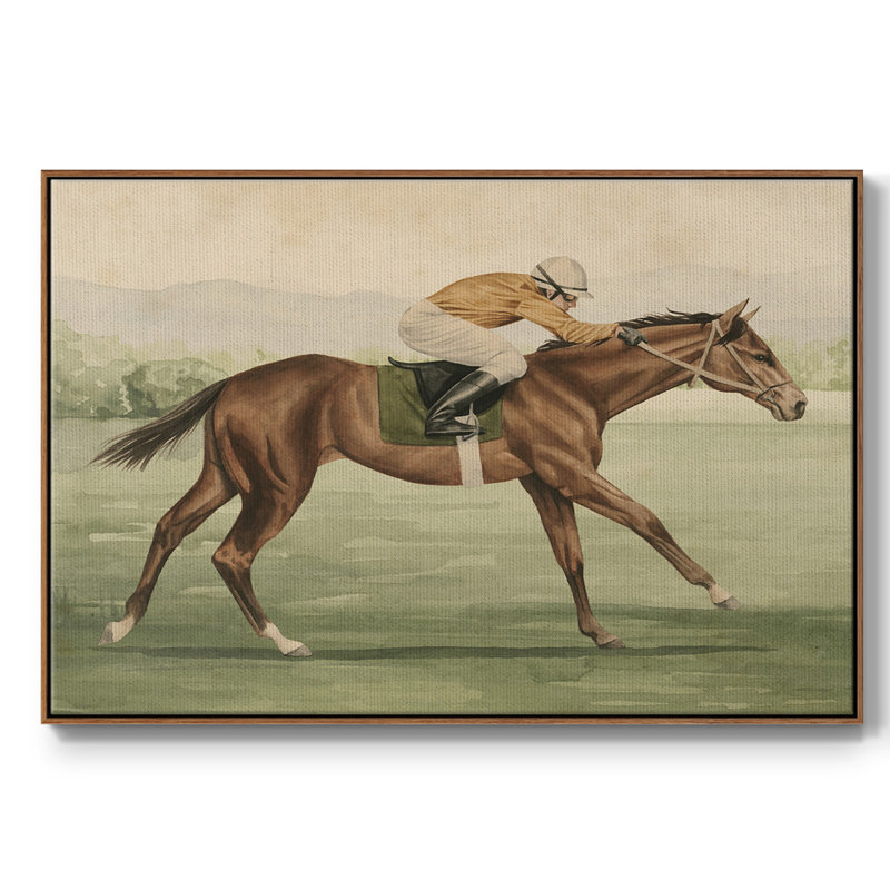 " Vintage Equestrian II ", 27" H x 41" W x 2" D, Walnut