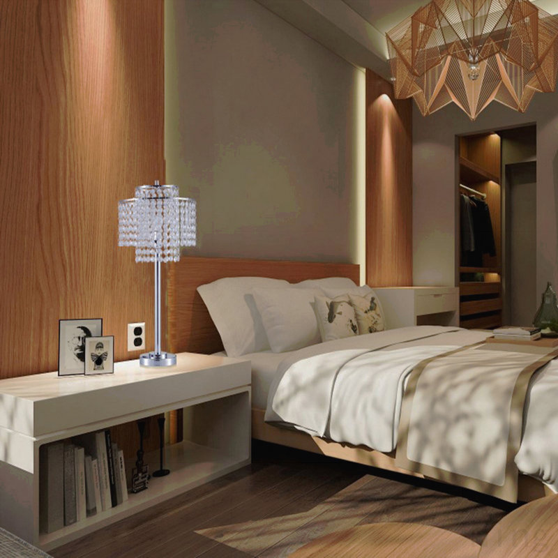 Lampe de table 26 po à 2 niveaux «Holly Glam» avec charge et port USB, 26 po