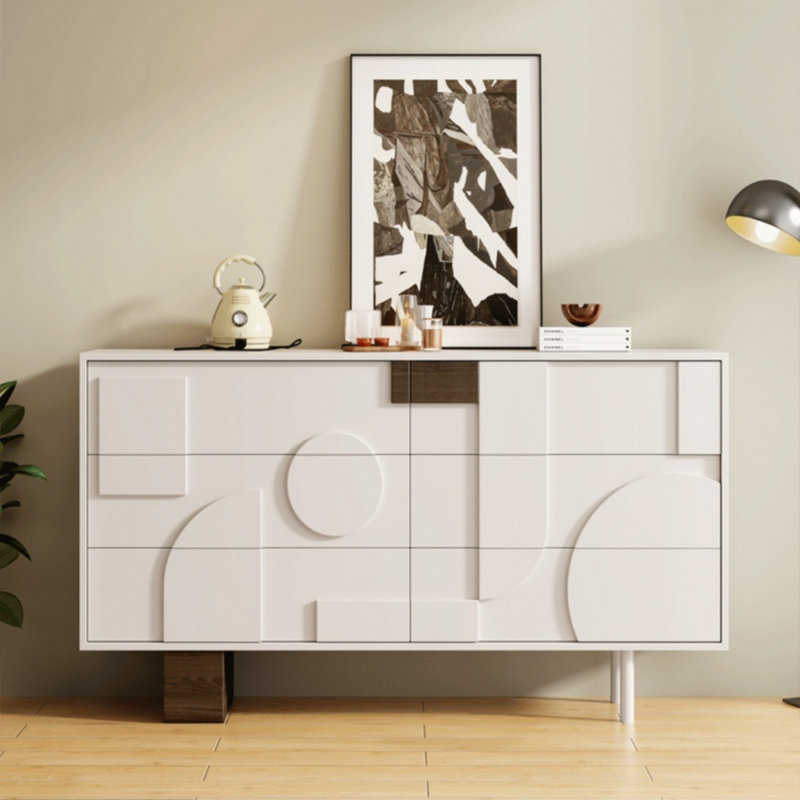 Cream Style Pine Entrance Cabinet Accent Chest, 35.4" H x 62.9" W x 15.7" D