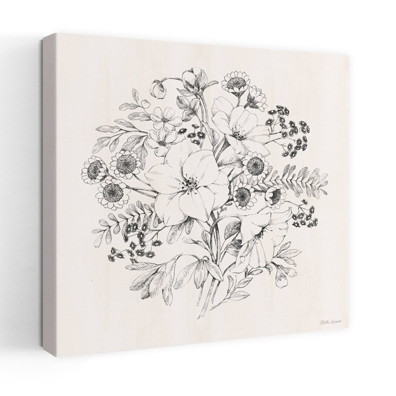 Art floral contemporain Flora Toile, H 36 po x l 36 po