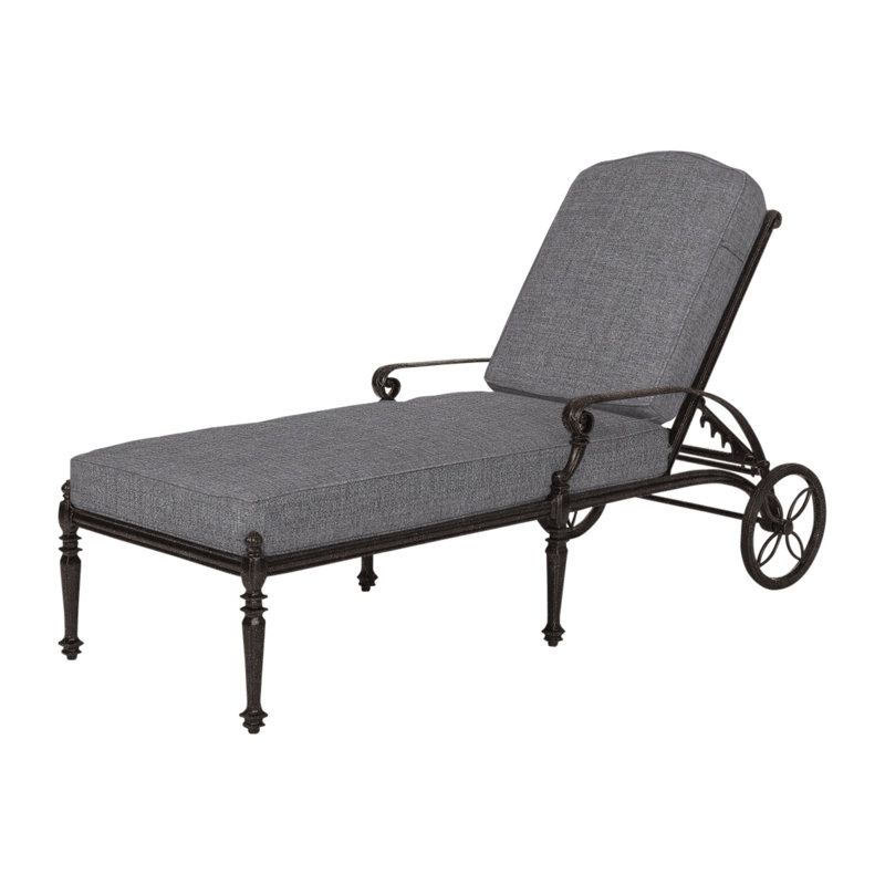 Grand Terrace Outdoor Chaise Lounge, Cast Slate Sunbrella® Plainweave, Vintage