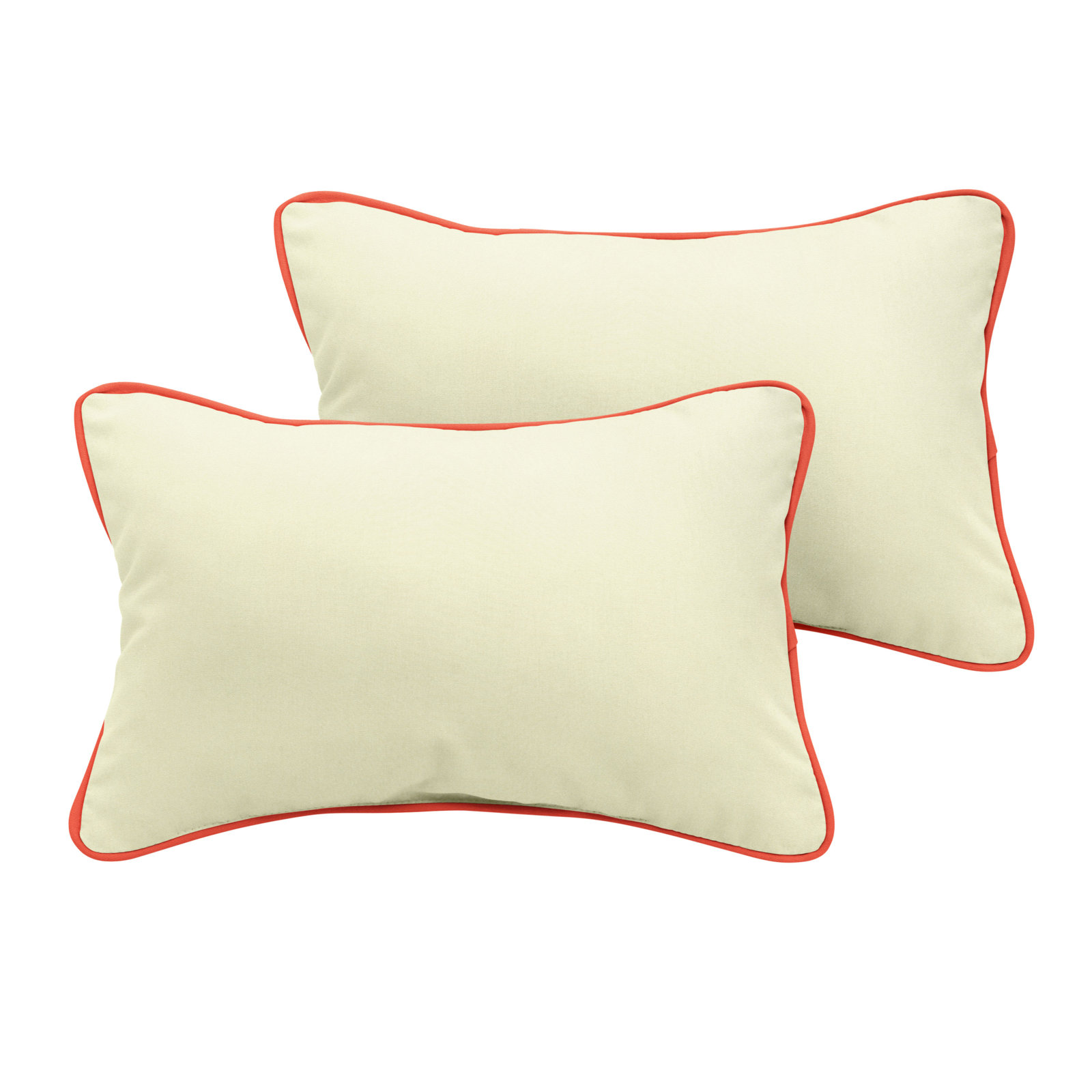 Adel Indoor/Outdoor Lumbar, 12" x 24", White/Beige, Solid Color