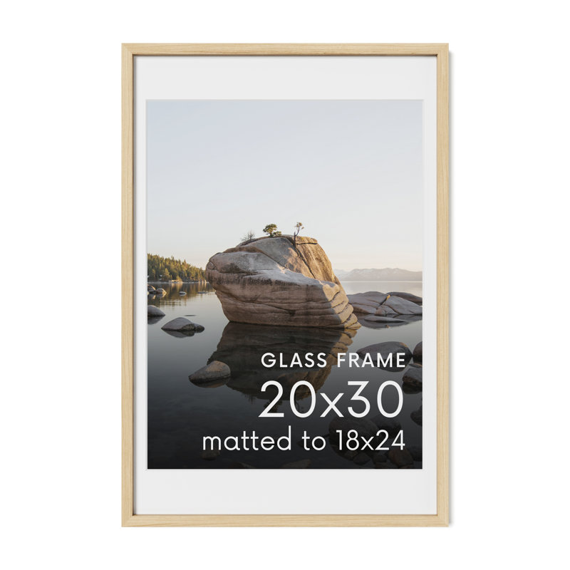 Cadre photo en bois massif avec verre, Beige, L 20 po x H 30 po