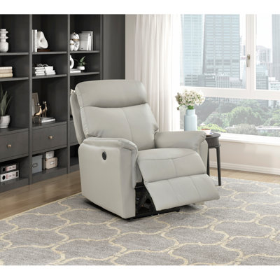 Fauteuil inclinable électrique gris clair luxueux en cuir fleur de qualité supérieure